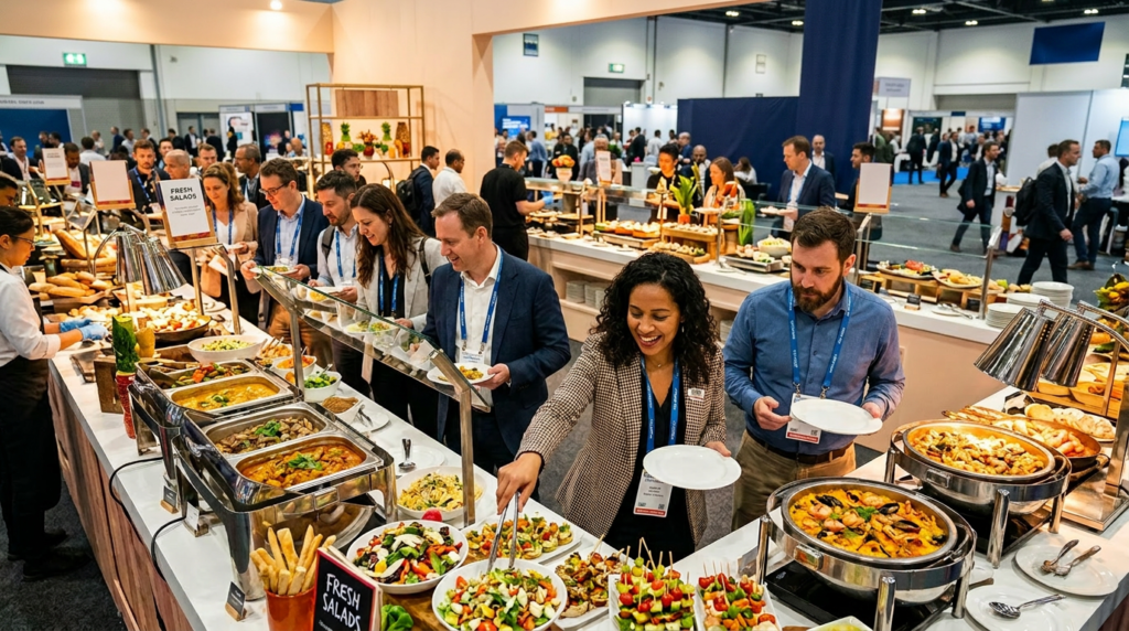 Buffet dining at Global Tech Expo 2024 Фуршет на выставке в экспоцентре